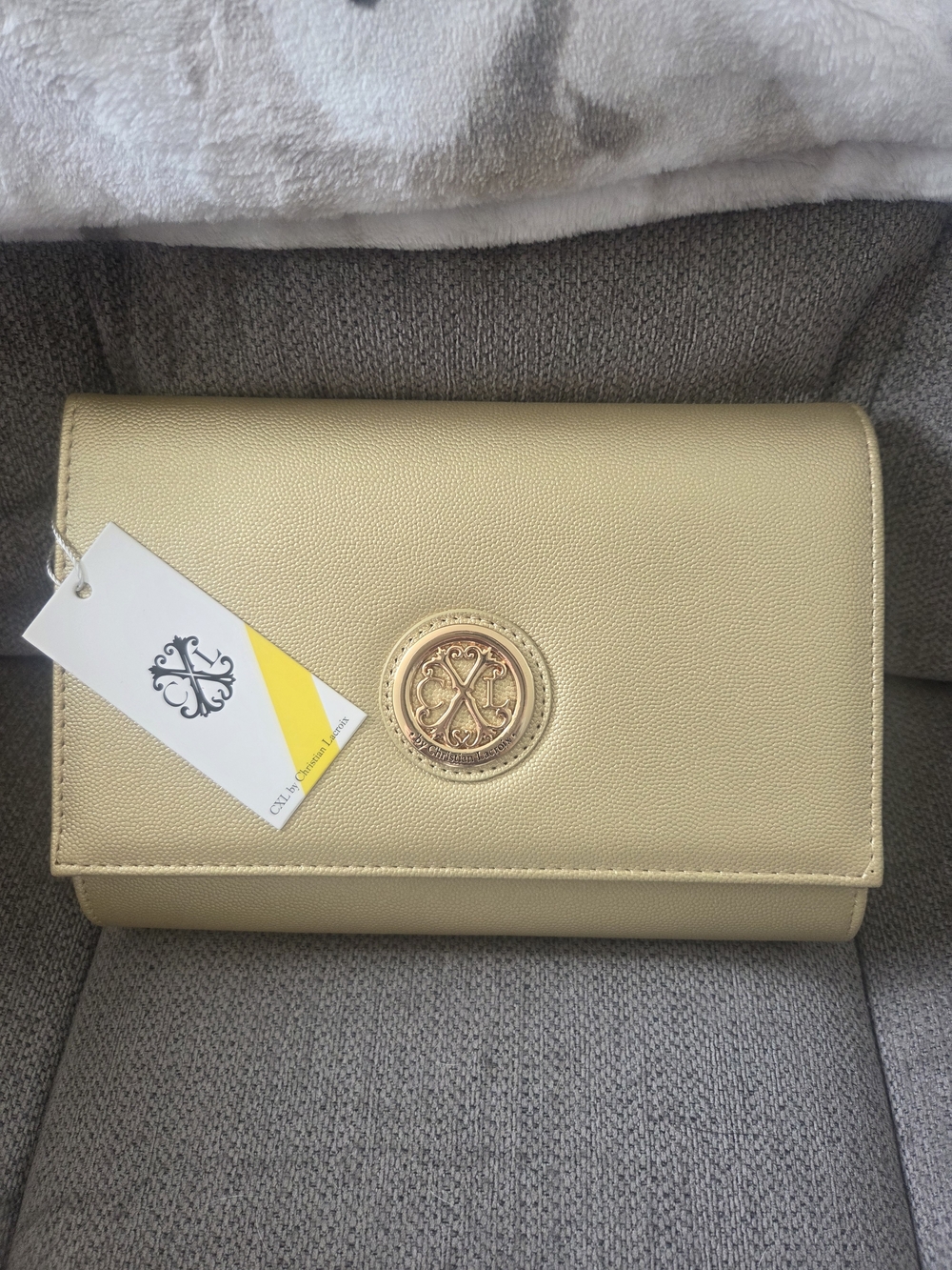 Christian Lacroix Gold Metallic Crossbody Wallet